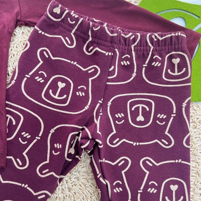 Conj. Blusa Manga Longa Petit Capybara e Calça Legging - Bordo